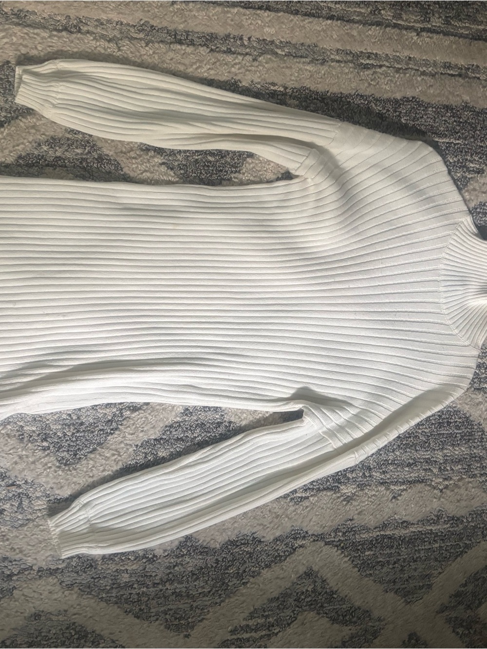 Forever 21 White Ribbed Turtleneck Sweater Dress